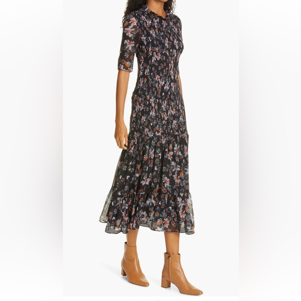 NWT VERONICA BEARD Gabi Floral Print Smocked Dress